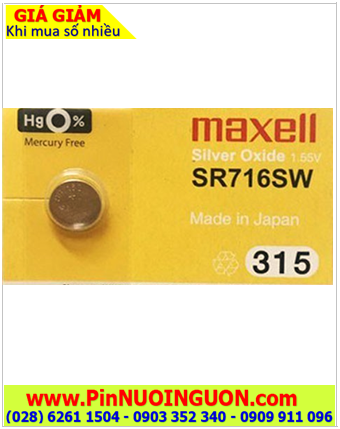 Maxell SR716SW _Pin 315; Pin Maxell SR716SW 315 silver oxide 1.55V _Made in Japan